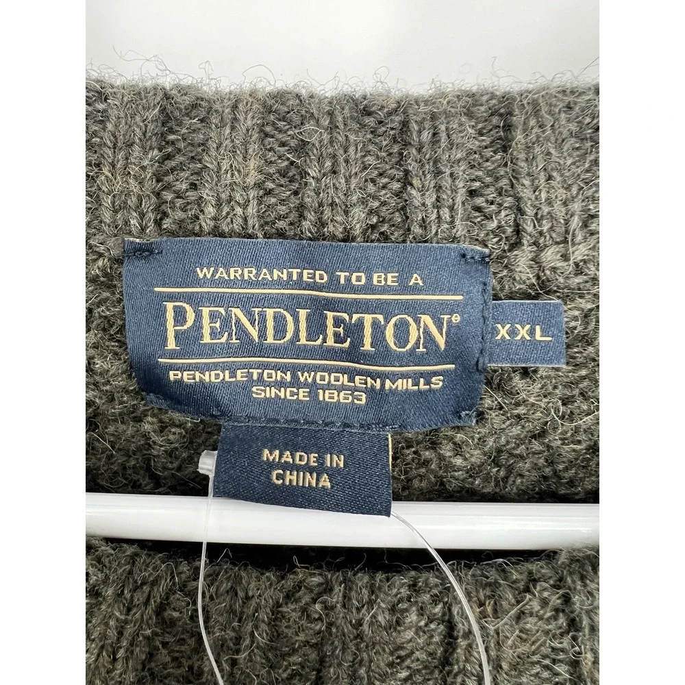 NEW‎ Pendleton 100% Wool Fisherman Sweater Cable Knit Men's 2XL Dark Green